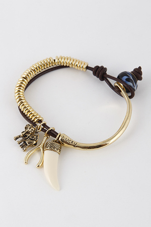 Elephant Horn Charm Dangle Lucky Hinge Bracelet 5GDA1